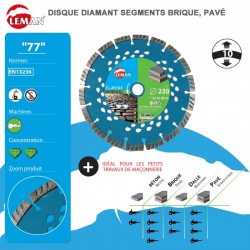 Disque diamant segmenté Brique, parpaing, granit, tuile , 115 mm - LEMAN 771154