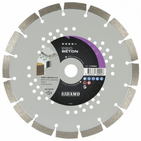 Disque diamant PRO BÉTON D. 230 x 22,23 x H 12 mm Béton/Béton armé - 11130004 - Sidamo Disque diamant PRO BÉTON D. 230 x 22,23 x H 12 mm Béton/Béton armé - 11130004 - Sidamo