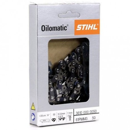 Chaîne Stihl demi-ronde 3/8 P : 1.1 - 50 entraîneurs pour 35cm - 3610-000-0050 Chaîne Stihl demi-ronde 3/8 P : 1.1 - 50 entraîneurs pour 35cm - 3610-000-0050