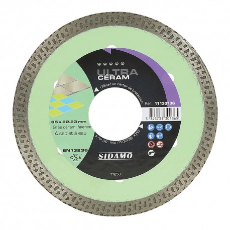 Disque diamant ULTRA CÉRAM D. 85 x 22,23 x H 7 mm Grès céram / faïence - 11130136 - Sidamo Disque diamant ULTRA CÉRAM D. 85 x 22,23 x H 7 mm Grès céram / faïence - 11130136 - Sidamo