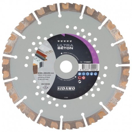 Sidamo - Disque diamant ULTRA BÉTON D. 230 x 22,23 x H 15 mm Béton/Béton armé - 11130001 - Sidamo Sidamo - Disque diamant ULTRA BÉTON D. 230 x 22,23 x H 15 mm Béton/Béton armé - 11130001 - Sidamo